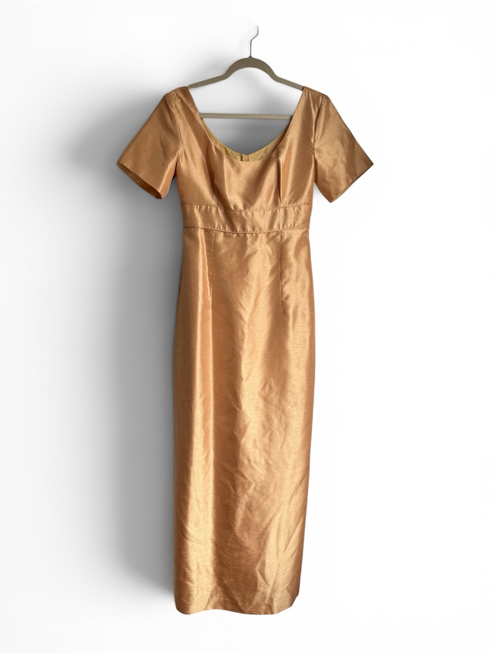 100% Silk Vintage Empire Gold Dress Tamem Michael | Size 14 - Picture 2 of 5